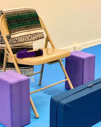TheraPLAYoga yoga props- chair yoga with blocks
